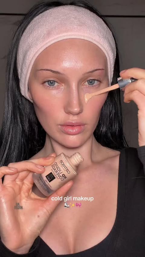 Instagram post by @meredithduxbury for Catrice Cosmetics. Caption reads: hehe cold girl makeup is so cutie ⛸️✨🎀....