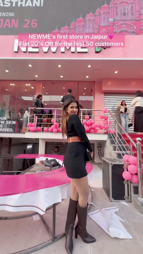 Instagram post by @megha__sethi for NEWME. Caption reads: Pink just found a home in Jaipur 🤍
Newme is now....