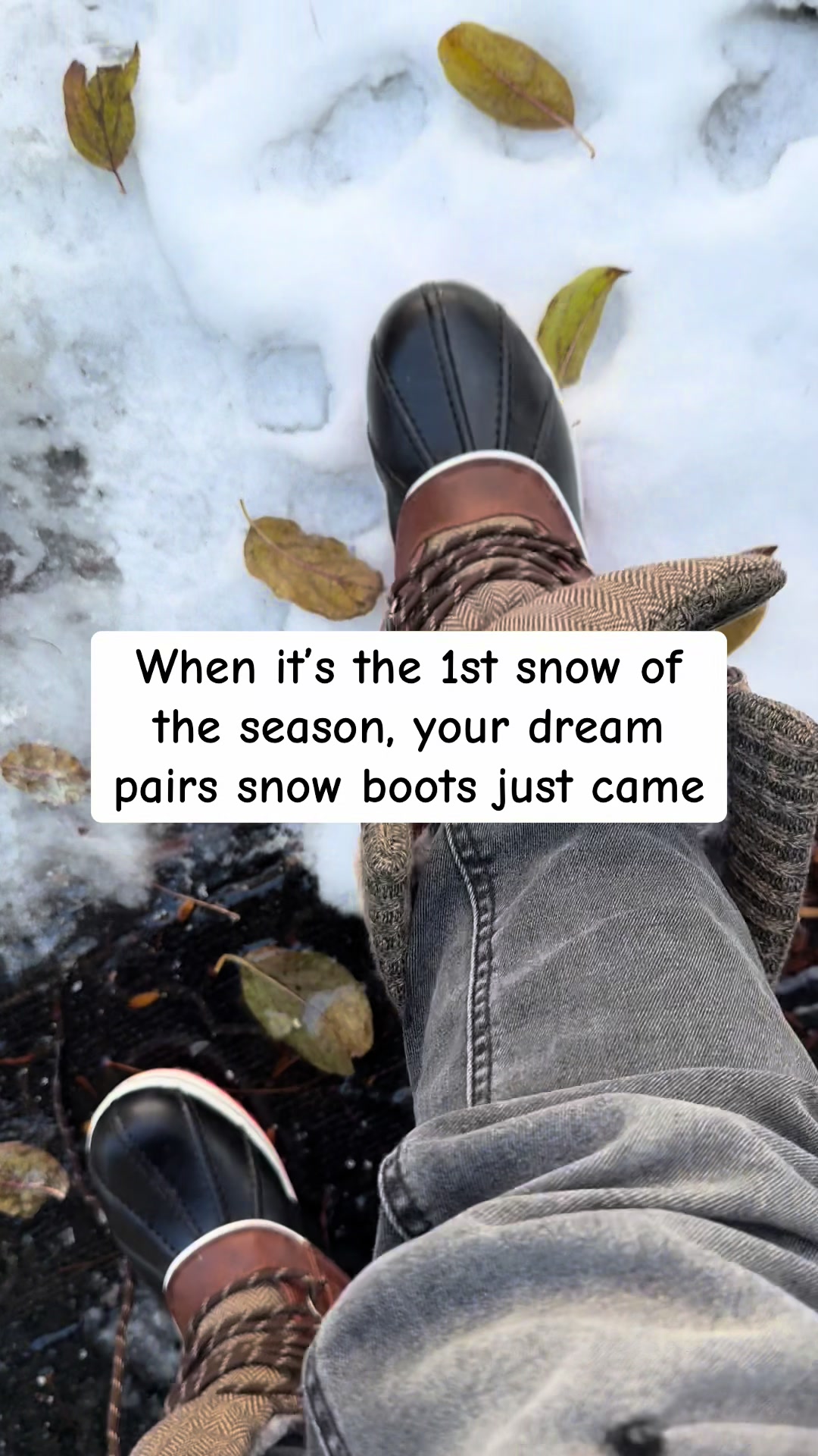 TikTok post by @lifewithjennileegarner for Dream Pairs. Caption reads: ❄️1st snow of the season and @Dream Pairs had me....