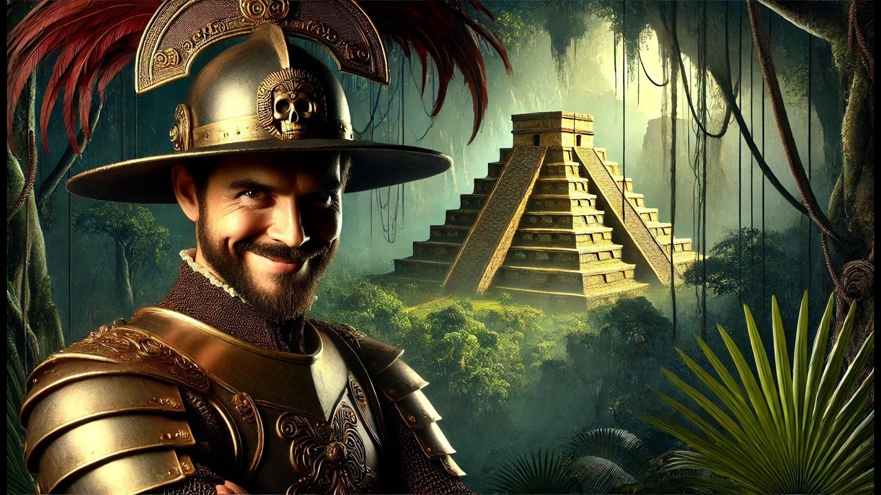 YouTube post by @Thoughty2 for Keeps. Caption reads: How 500 Men Tricked Millions of Aztecs.