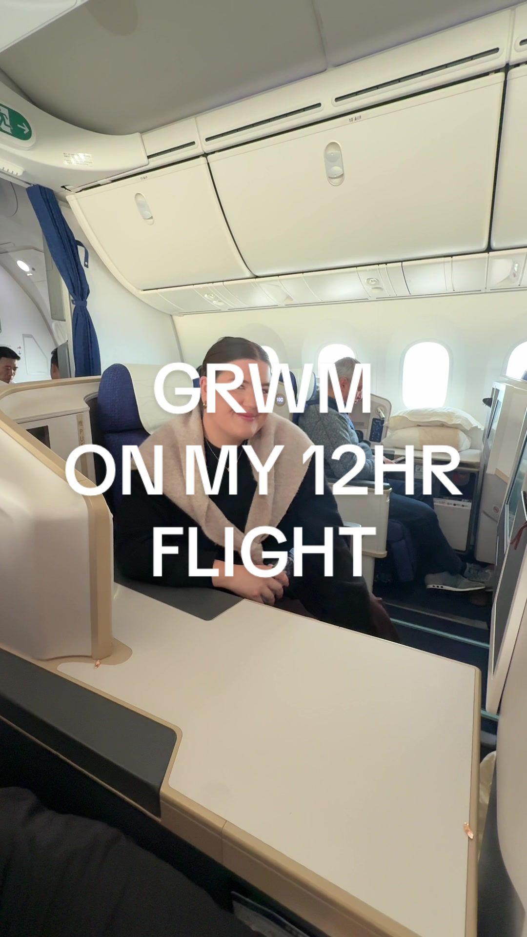 TikTok post by @maisie_crompton for Erborian. Caption reads: ad ✈️GRWM after a 12 hour flight ✈️ We’re straight....