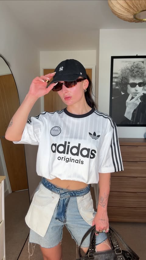 Instagram post by @angieholdenn for adidas Originals. Caption reads: [...] this adidas tee from JD @jdwomen....