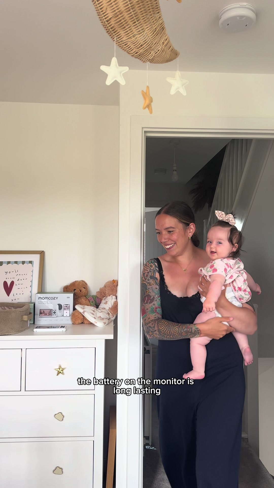TikTok post by @alyshadevon for Momcozy. Caption reads: AD Just like that Indy is in her own bedroom....