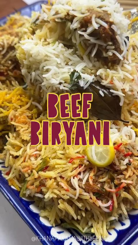 Instagram post by @khanapakanawithbeena for National Foods. Caption reads: [...] sure Beef Biryani is on the table!....