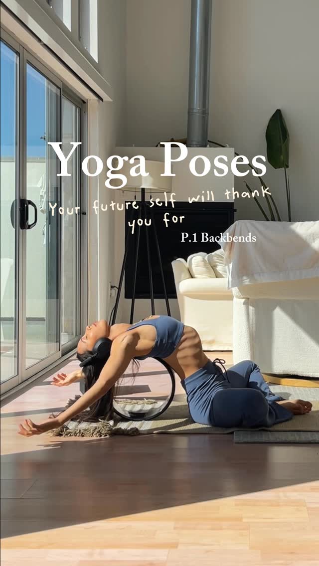 Instagram post by @emilykchen for Alo Yoga. Caption reads: Backbend Yoga Poses Your Future Self Will Thank....
