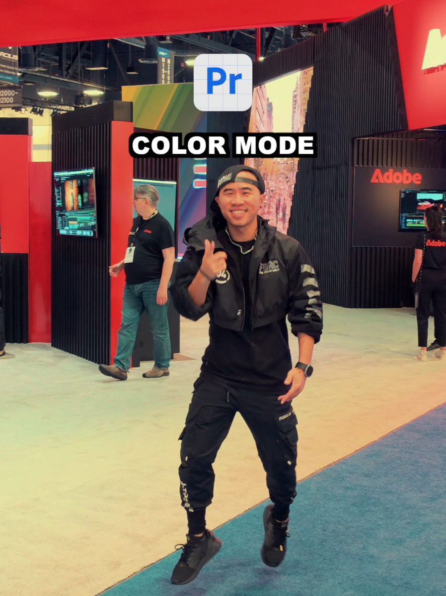 TikTok post by @drexlee for Adobe Video. Caption reads: [...] in 5 Minutes! I attended NAB with @Adobe....