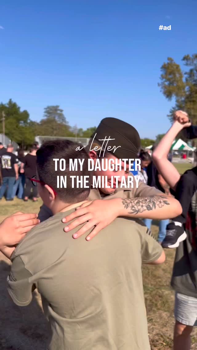 Instagram post by @tabithablue for Hallmark. Caption reads: #ad A letter to my daughter in the military…....