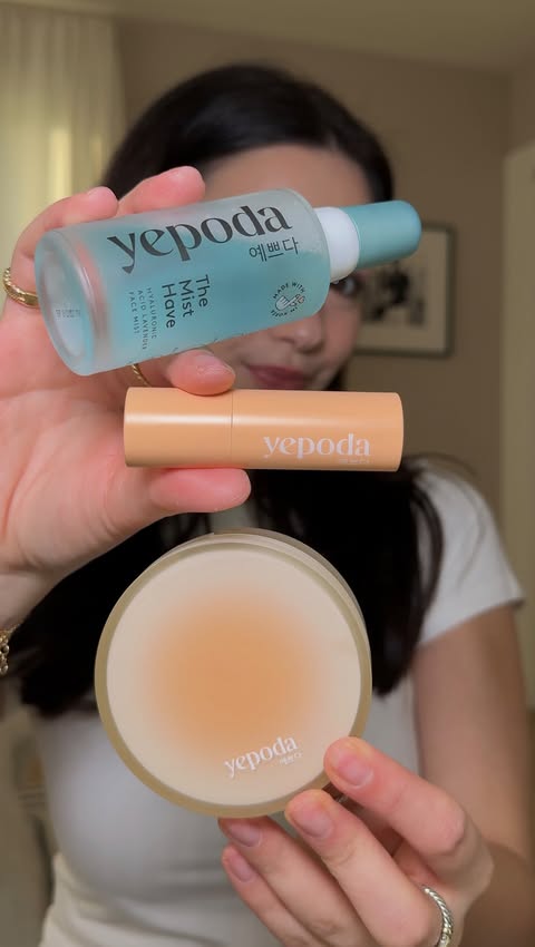 Instagram post by @angelacbeauty for Yepoda. Caption reads: a glowy, flawless makeup routine with just 3....