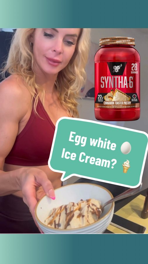 Instagram post by @lizzieifbbpro for BSN. Caption reads: Having trouble reaching your protein goals??
Try....