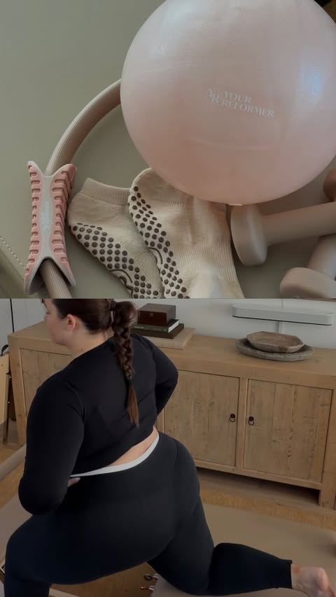 Instagram post by @emma.arletta for Your Reformer. Caption reads: [...] at home workouts 🩰🍵 loving my new....