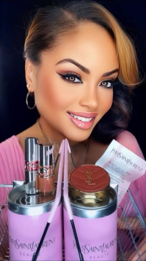 Instagram post by an influencer for YSL Beauty. Caption reads: [...] to your makeup look with @yslbeauty 🍬💄....