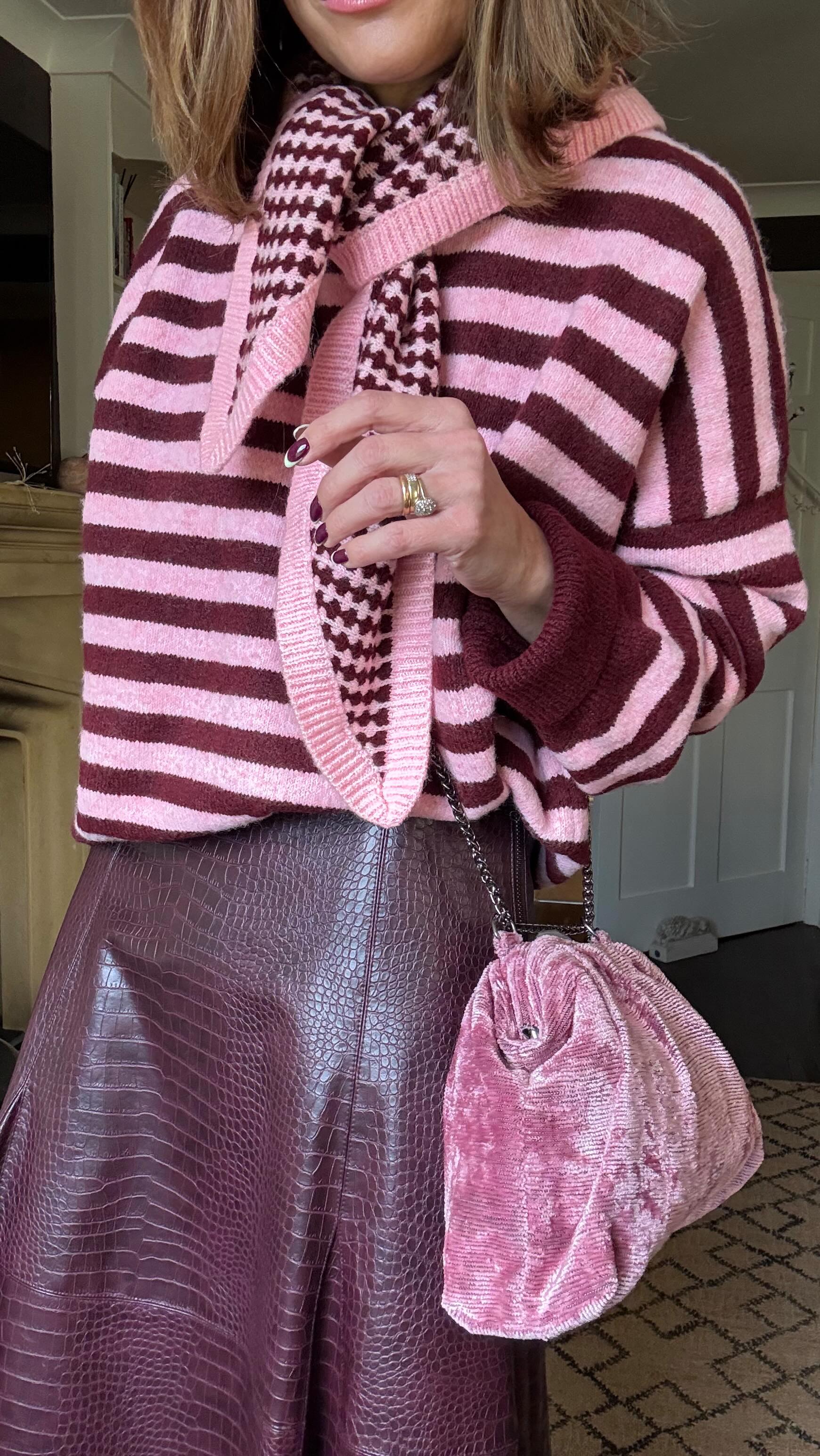 Instagram post by @sparkleandthread for Nine West. Caption reads: My obsession with anything striped continues …....