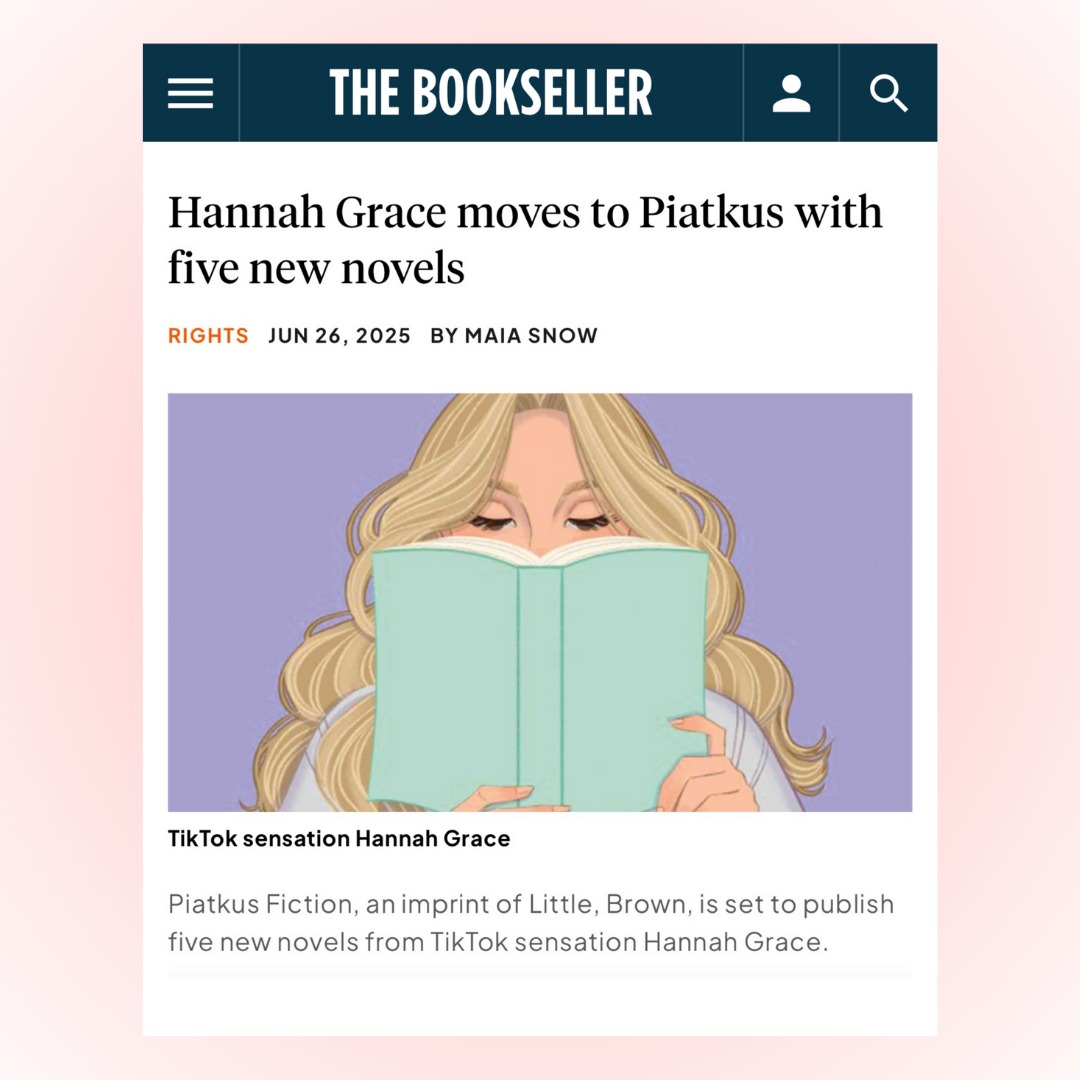 Instagram post by @hannahgraceauthor for Atria Books. Caption reads: I'm very excited to announce that I have a new....