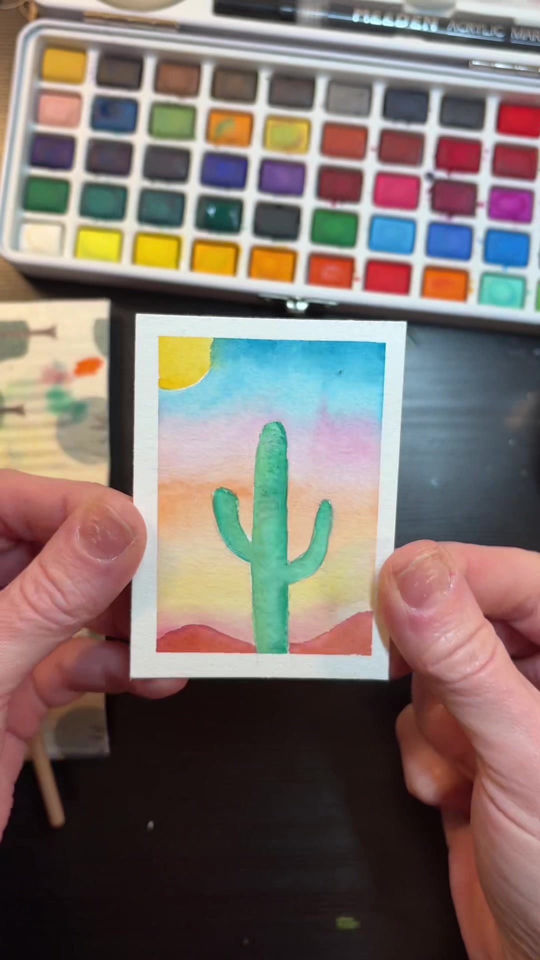 TikTok post by @angeladixonwatercolor for MEEDEN ART. Caption reads: [...] #watercolorforbeginners @MEEDENart .