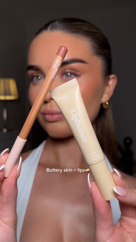 Instagram post by @poppymarchh for Kylie Cosmetics. Caption reads: [...] that’s like butter 🧈✨ Wearing....