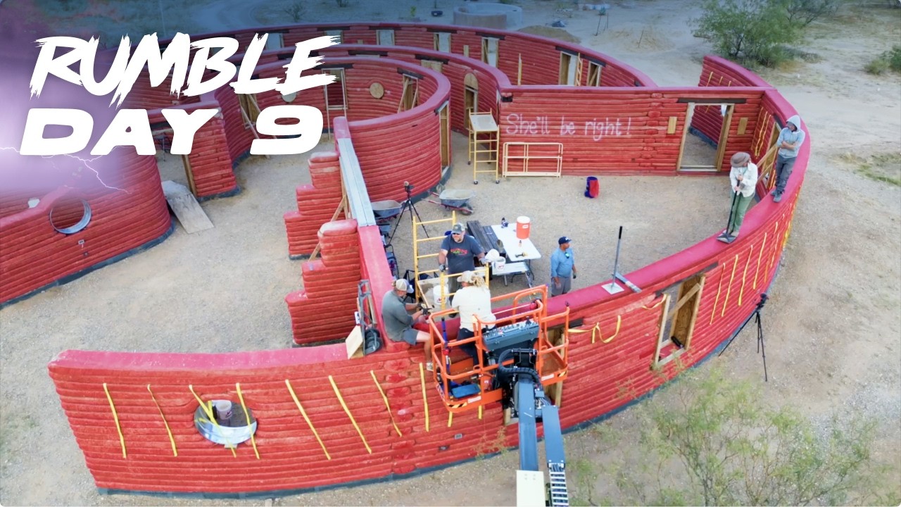 YouTube post by @TinyShinyHome for Birch. Caption reads: DIALED IN: Ramping Up Earthbag Production.