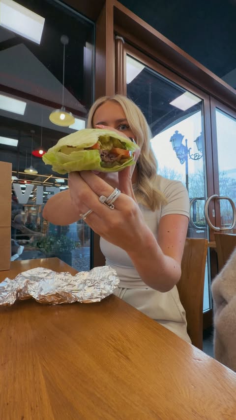Instagram post by @megbillo for Five Guys Burgers & Fries. Caption reads: ad Five Guys & Pilates? 😌🩰🥤 @fiveguysuk....