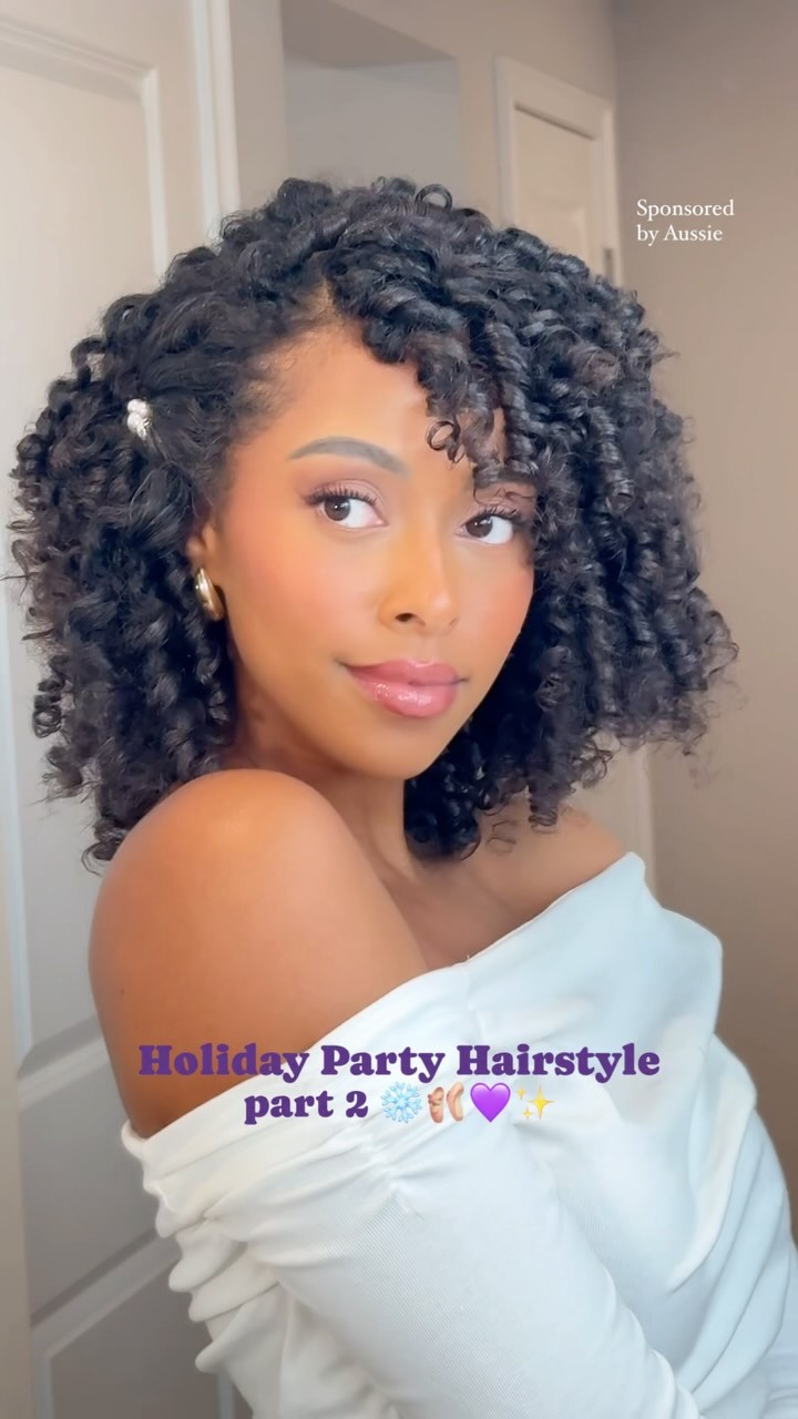 Instagram post by @kristina.manners for Aussie Hair. Caption reads: Cute, elegant, and healthy bouncy curls for this....