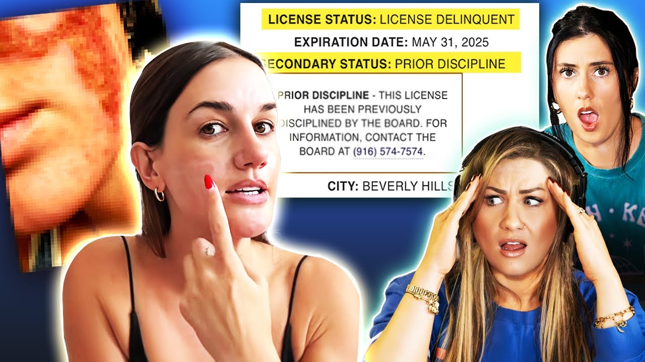 YouTube post by @TheSeshPodcast for O Positiv. Caption reads: Celebrity Skin Care "Expert" Permanently Burns....