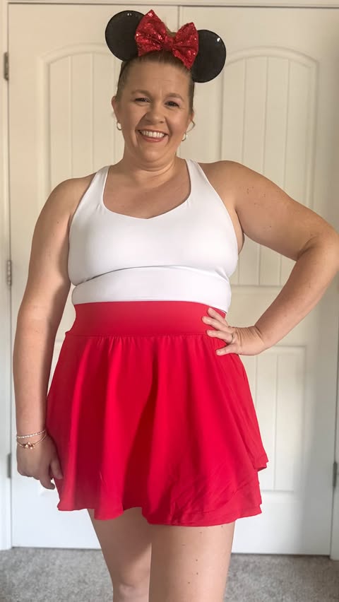Instagram post by @magicalmomentswithkatie for IUGA Yoga. Caption reads: [...] tennis skirt, and athletic romper from....