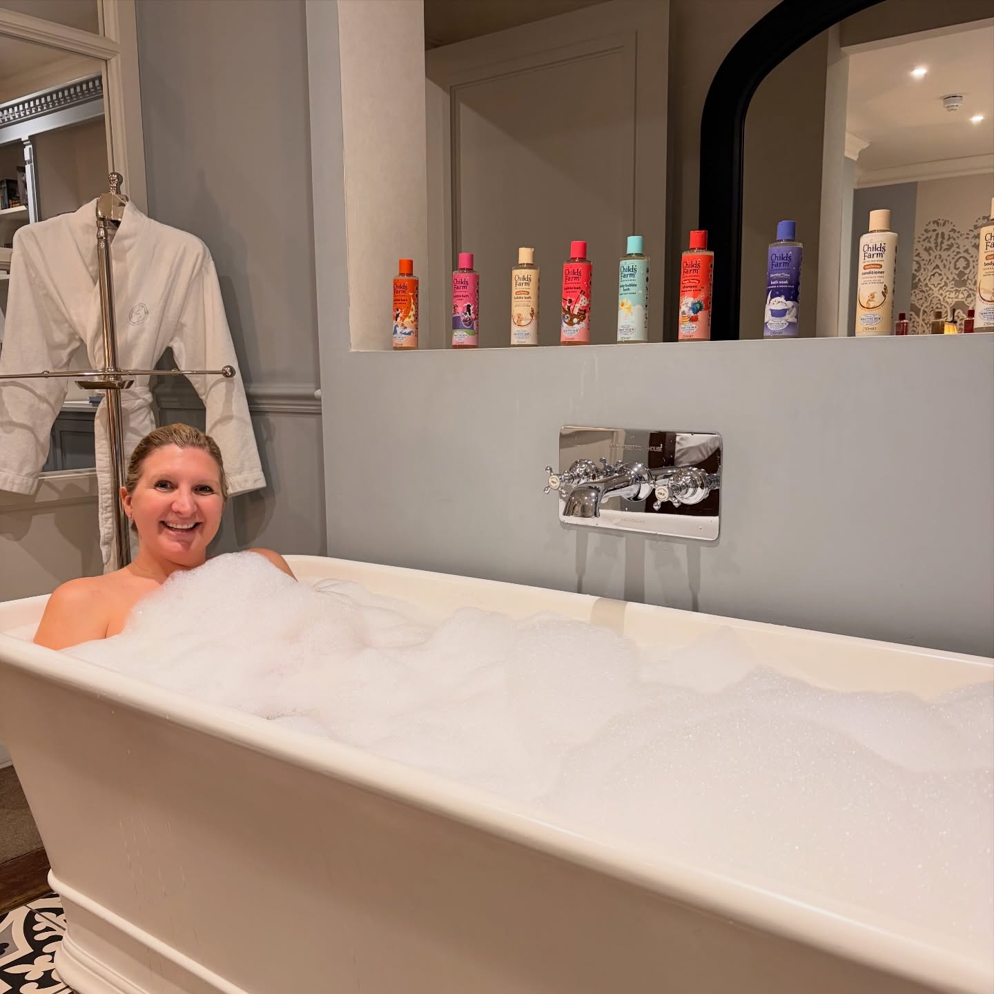 Instagram post by @beckadlington for Childs Farm. Caption reads: When @childsfarm very kindly gifted us a night....