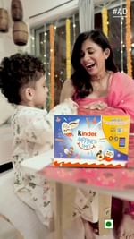 Instagram post by @kishwersmerchantt for Kinder. Caption reads: Celebrate the festival of lights with brighter....