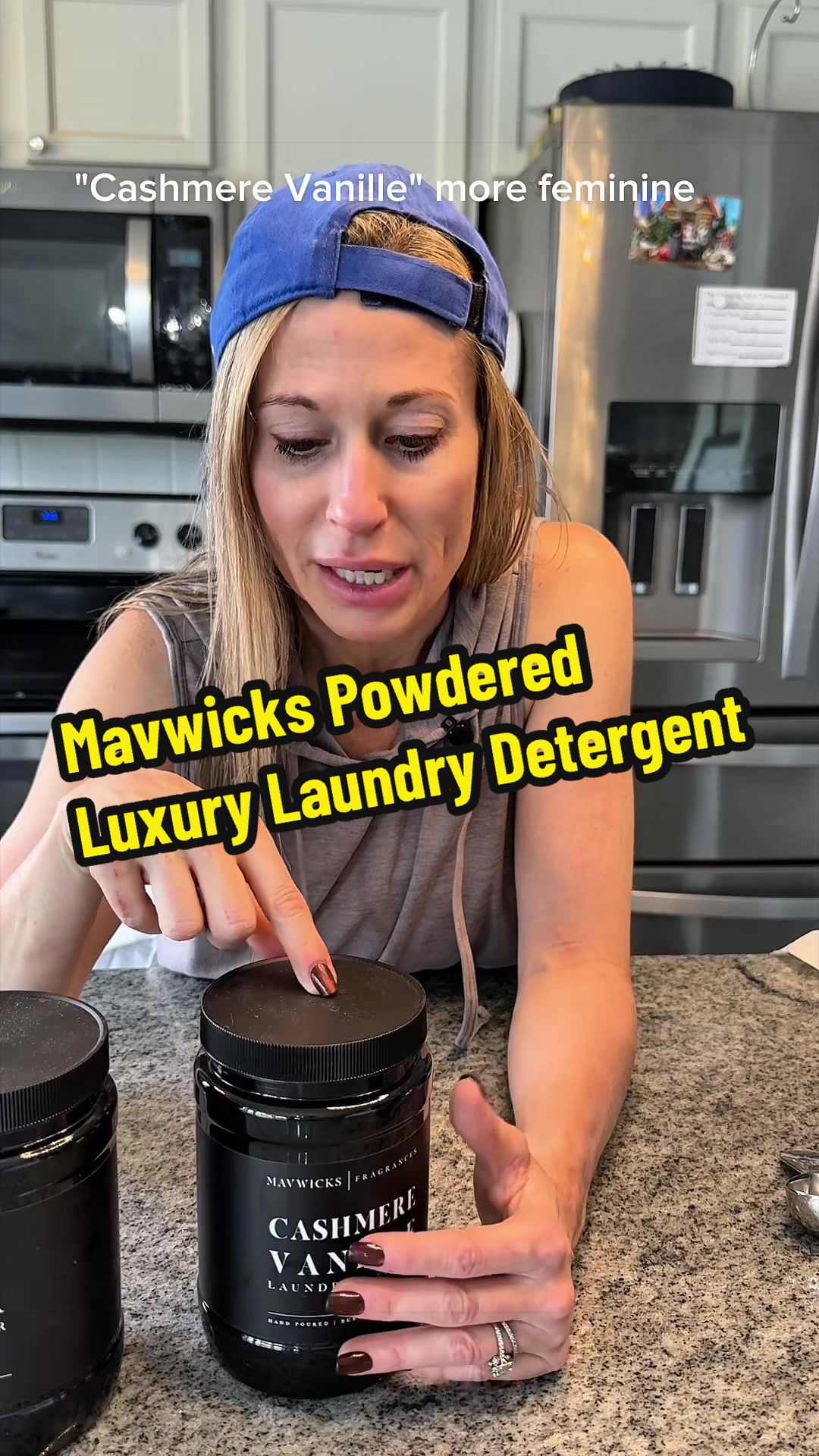 TikTok post by an influencer for Mavwicks Fragrances. Caption reads: [...] per load! #laundrytok #mavwicksfragrances....