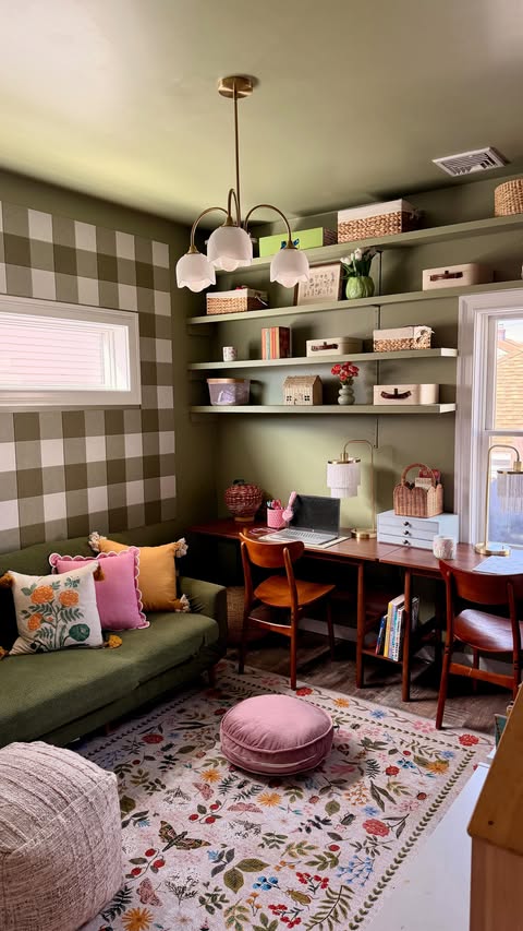 Instagram post by @steffy for HomeGoods. Caption reads: [...] for the open shelves i built from @homegoods....