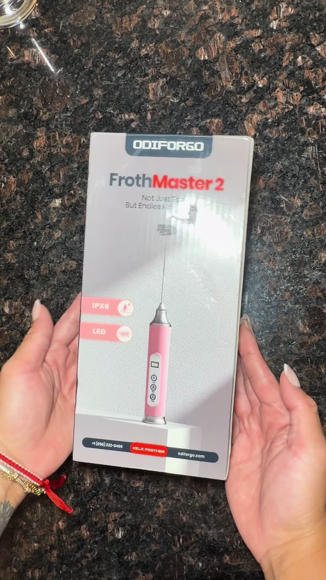 TikTok post by @starlaeats for Odiforgo. Caption reads: @ODIFORGO FINALLY GOT A FROTH MASTER 2!! It has 3....