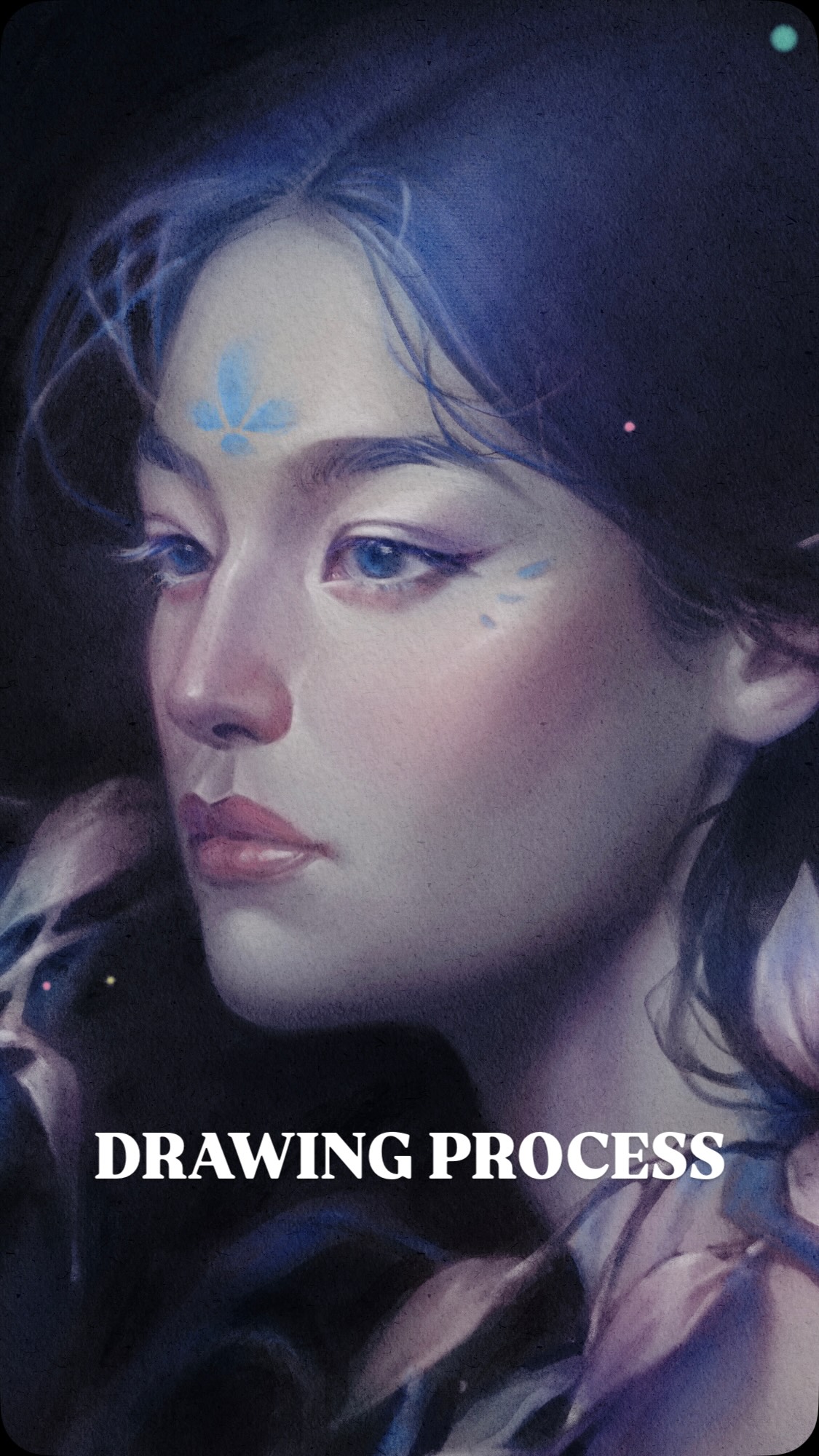 Instagram post by @mary_dimary for Procreate. Caption reads: Maiden of a magical wood 🌿✨
Quick process video....