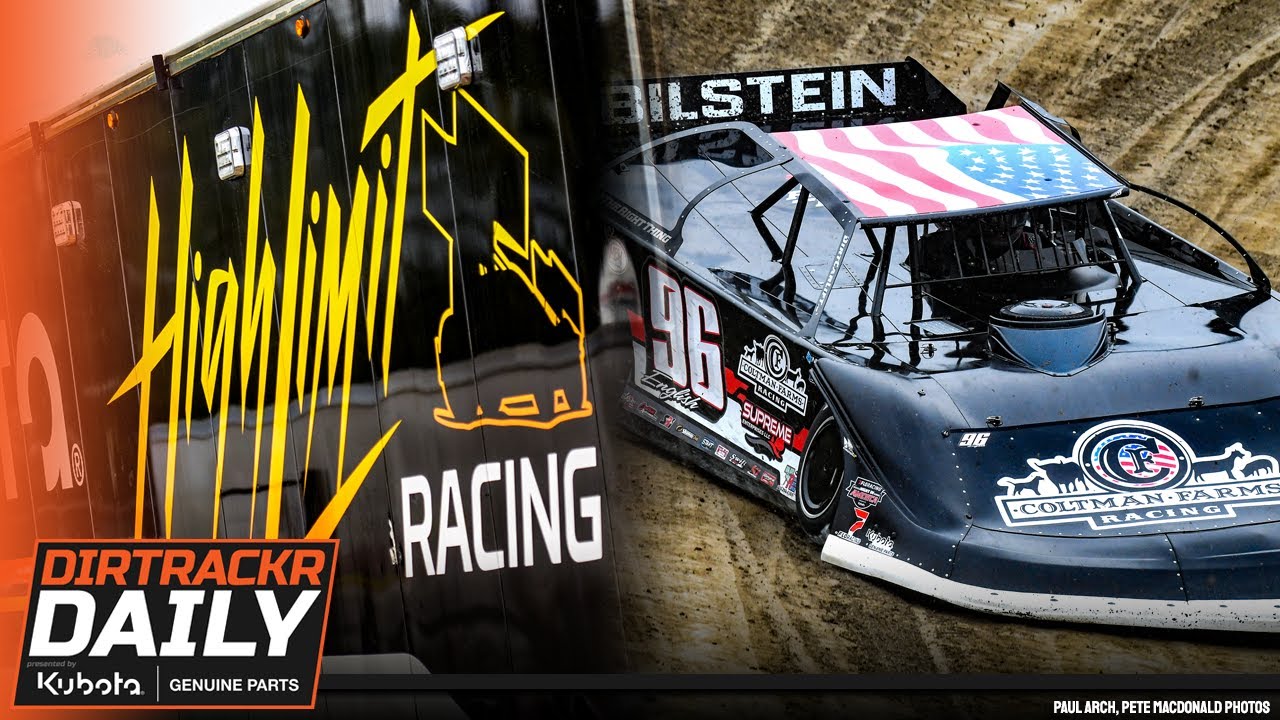 YouTube post by @DIRTRACKR for Eargasm. Caption reads: High Limit, WRG both need sponsors; late model....