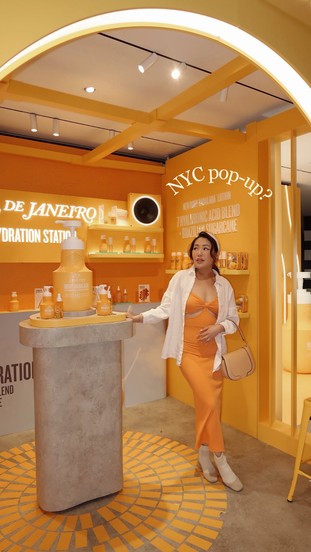 Instagram post by @explorewithdasom for Her Campus. Caption reads: Try Sol de Janeiro's NEW launch in NYC...🧴🌆....