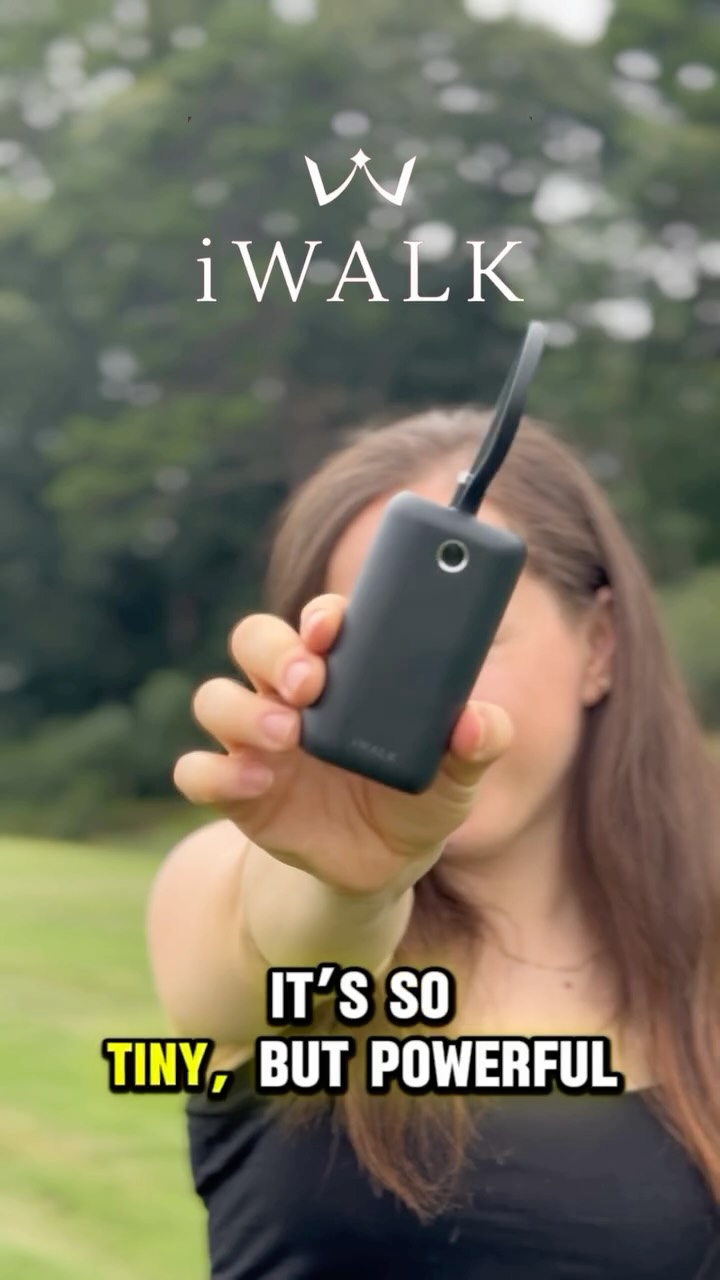 Instagram post by @ugcbygokce for iWALK. Caption reads: ⚡️ The world’s smallest 10,000mAh portable....