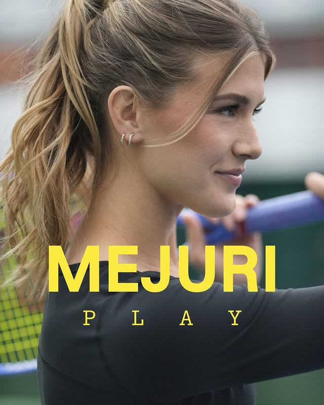Instagram post by @geniebouchard for Mejuri. Caption reads: Now playing: Genie Bouchard. 

A trailblazer who....