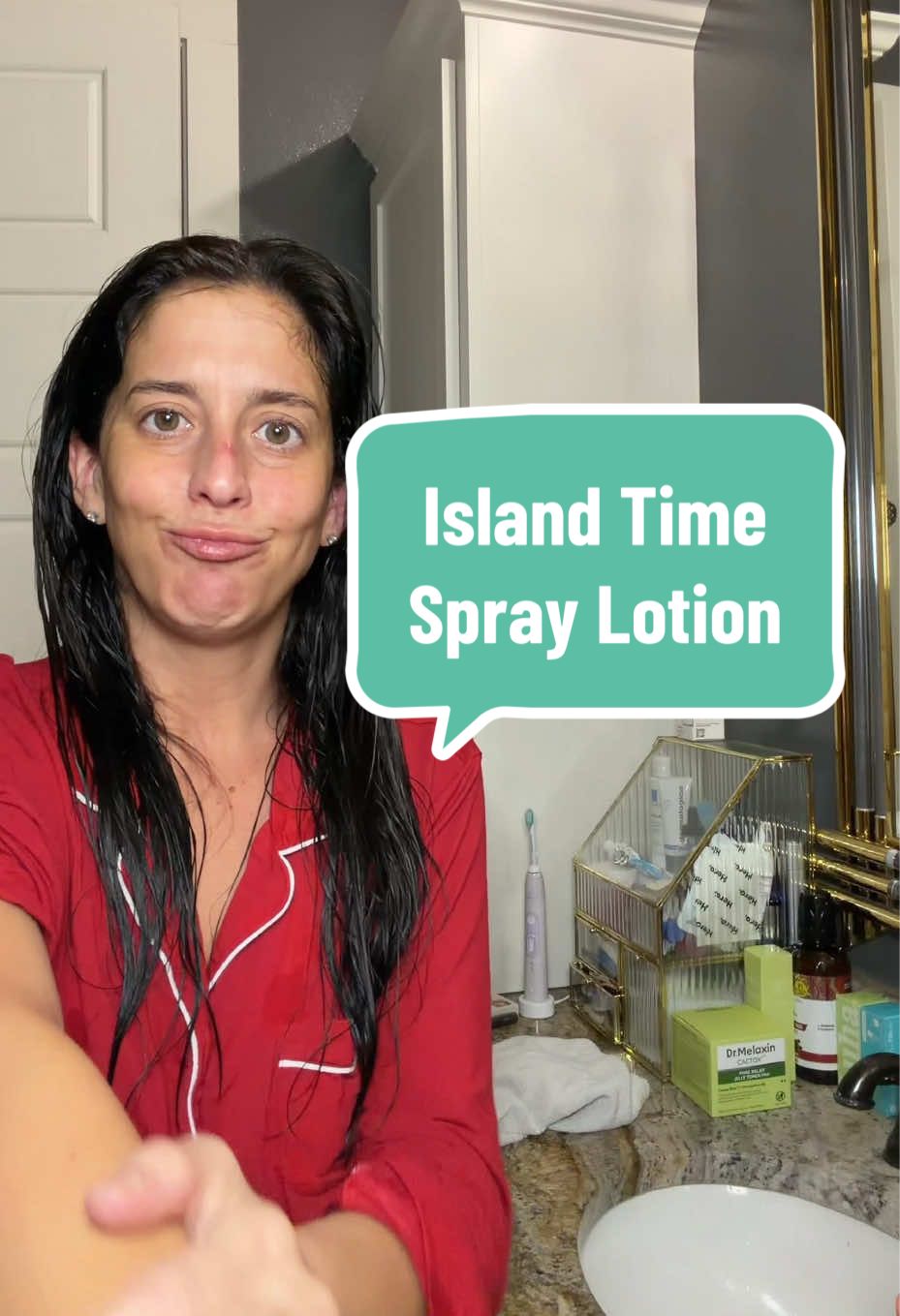 TikTok post by @tanyatoldmeto for Eight Saints Skincare. Caption reads: [...] summer!!!! #island #spraylotion....