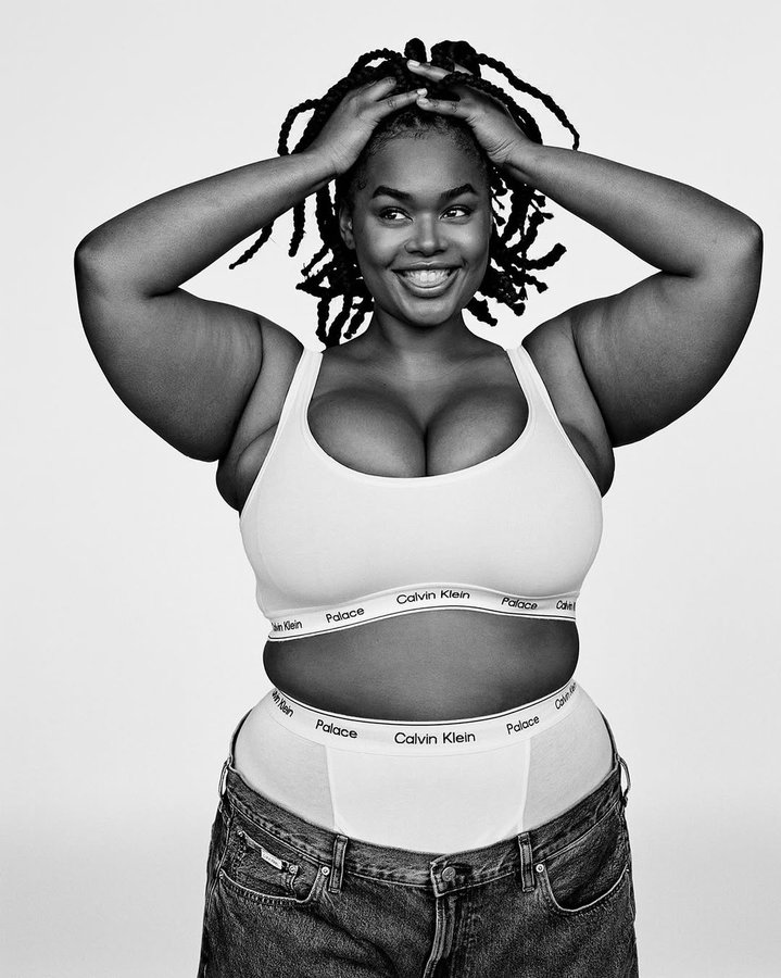 Instagram post by @preciousleexoxo for Palace Skateboards. Caption reads: [...] mega moment magic @calvinklein....