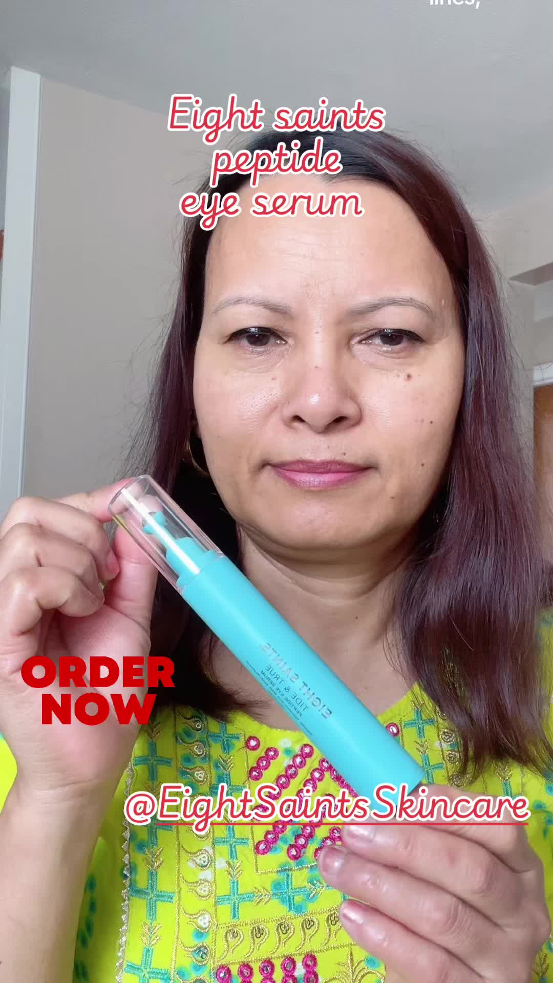 TikTok post by @mayatmg41573 for Eight Saints Skincare. Caption reads: #eightsaintsskincare #eightsaints #peptideserum....