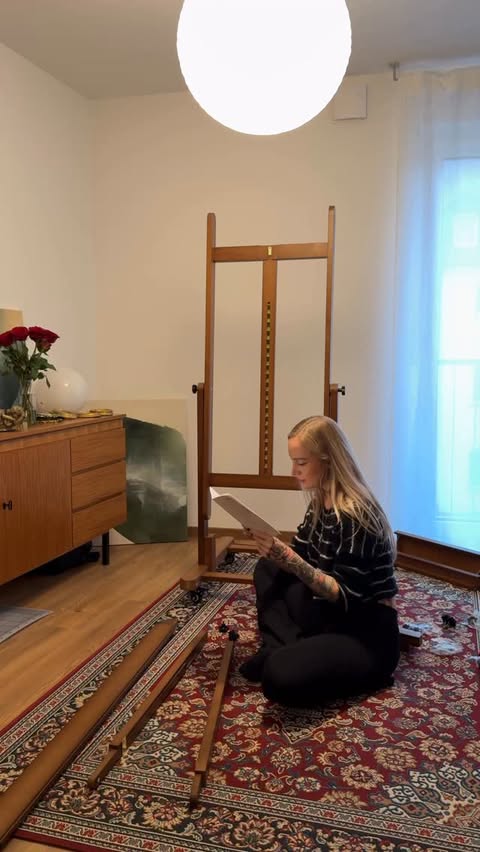 Instagram post by @shelly.curry for MEEDEN ART. Caption reads: A little studio upgrade ✨ So in love with my new....