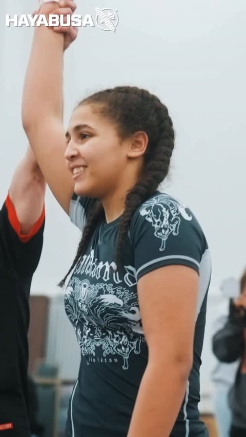 Instagram post by @joslyn_molina_bjj for Hayabusa Fightwear. Caption reads: Huge win for 13 year old @joslyn_molina_bjj as she....