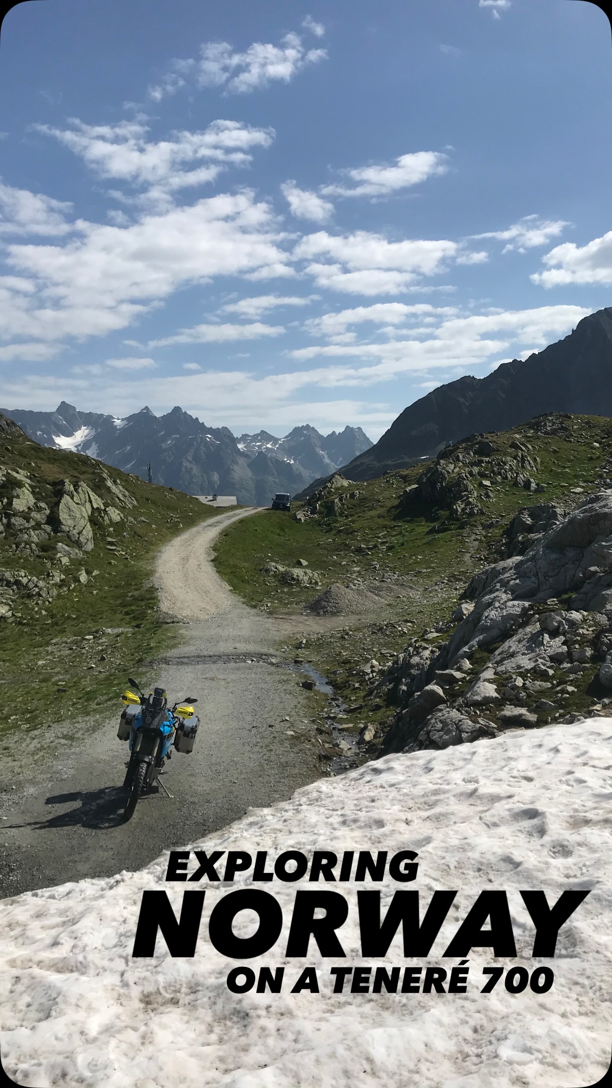 Instagram post by @road_traveler_ for Yamaha Motor. Caption reads: In Norway, the road doesn’t end. It just....