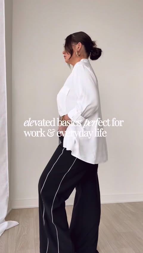 Instagram post by @julia.marie.bb for Express. Caption reads: [...] Sized up once in the tan button down....