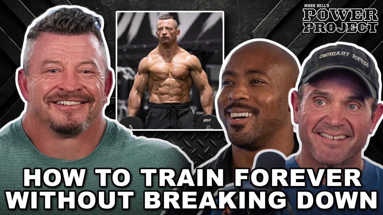 YouTube post by @MarkBellsPowerProject for GoodLife Proteins. Caption reads: The Minimum Effective Dose of Training (w/ Pat....