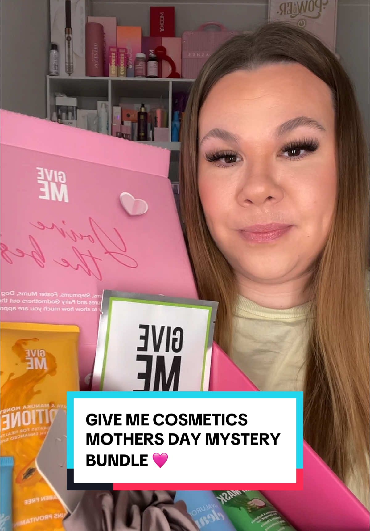 TikTok post by @jadeybabexo for Give Me Cosmetics. Caption reads: @Give Me Cosmetics Premium Mystery Mothers [...].
