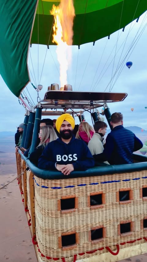 Instagram post by @harjinderkukreja for Klook. Caption reads: Marrakech isn’t just a hot air balloon ride. It’s....