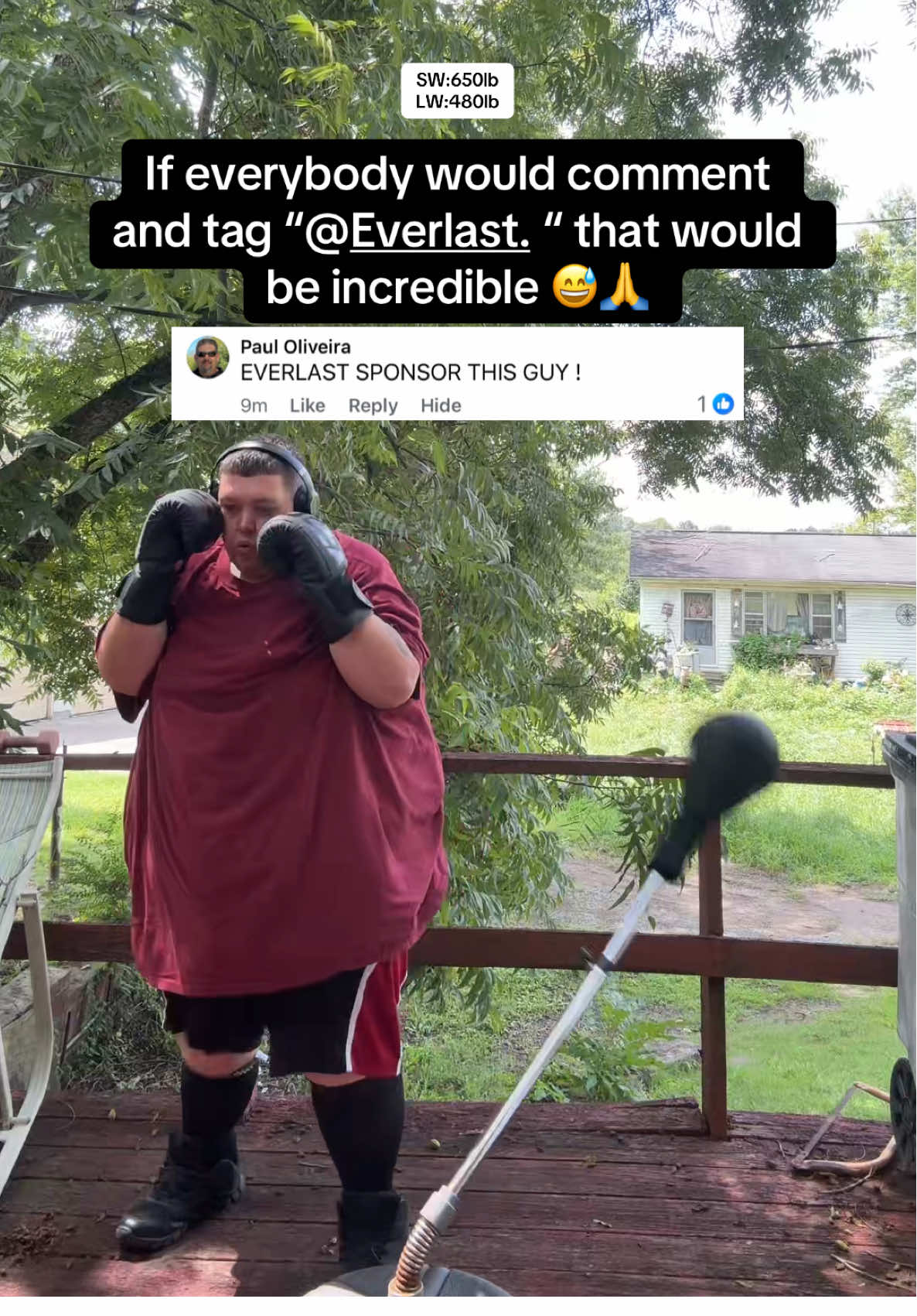 TikTok post by @zachari.uh for Everlast. Caption reads: 😅🙏 #fitness #journey #motivation #health....