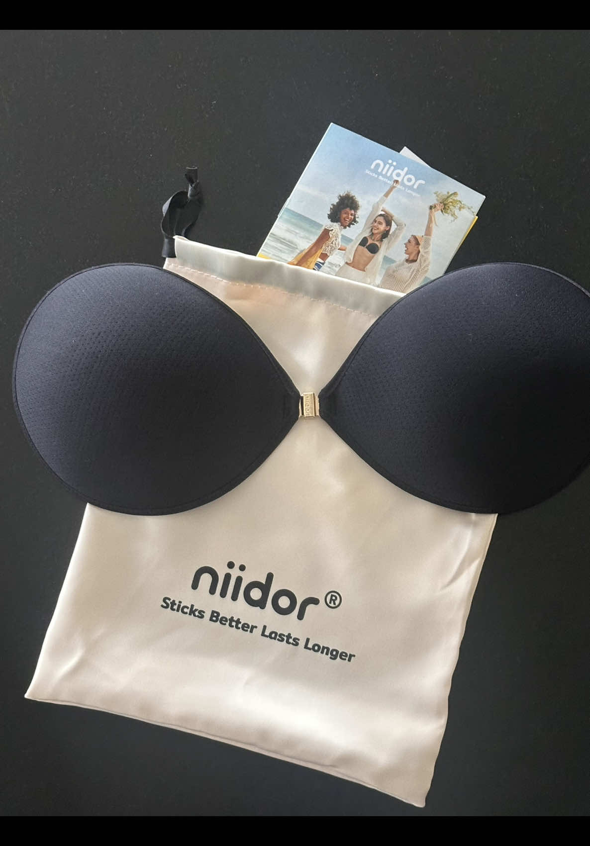 TikTok post by @laissashesly for Niidor. Caption reads: Loving my @Niidor Bras sticky bra! Comfortable and....