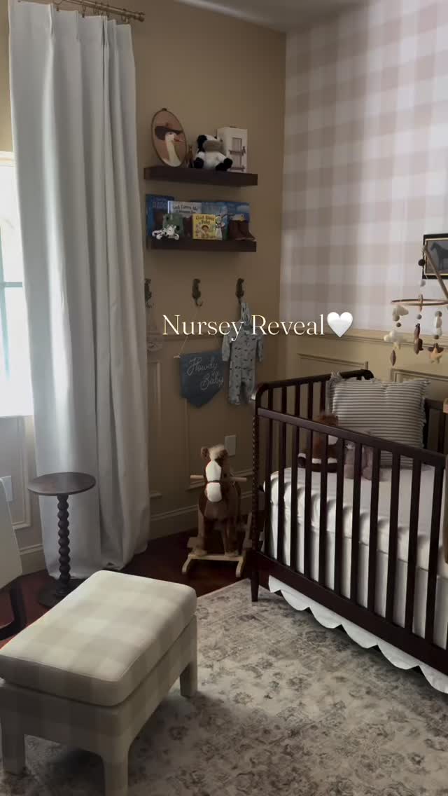 Instagram post by @claudiatarinn for PinkBlush Maternity. Caption reads: 🤍 Nursery Reveal 🤍Head to @claudiatarinn's....