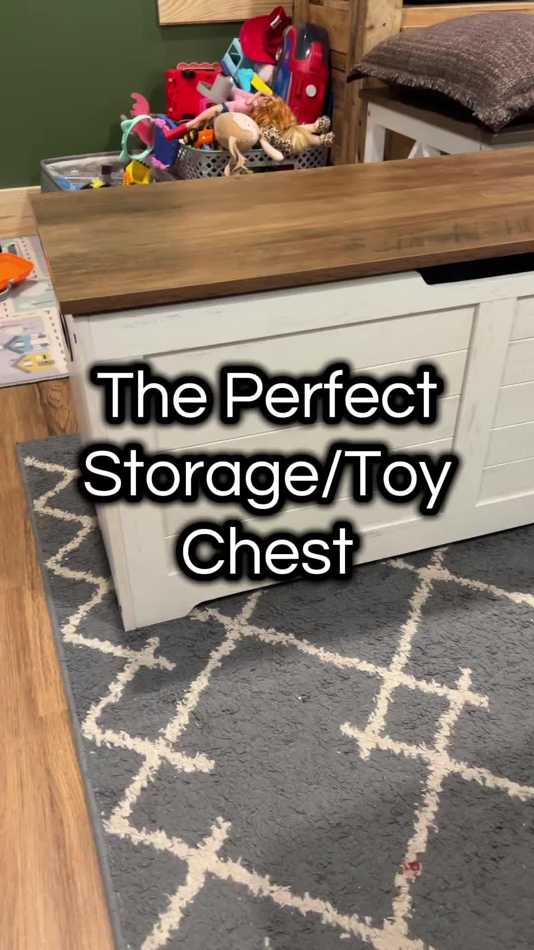 TikTok post by @katiewilliford for Songmics. Caption reads: @SONGMICS HOME #toychest #storagebox [...].