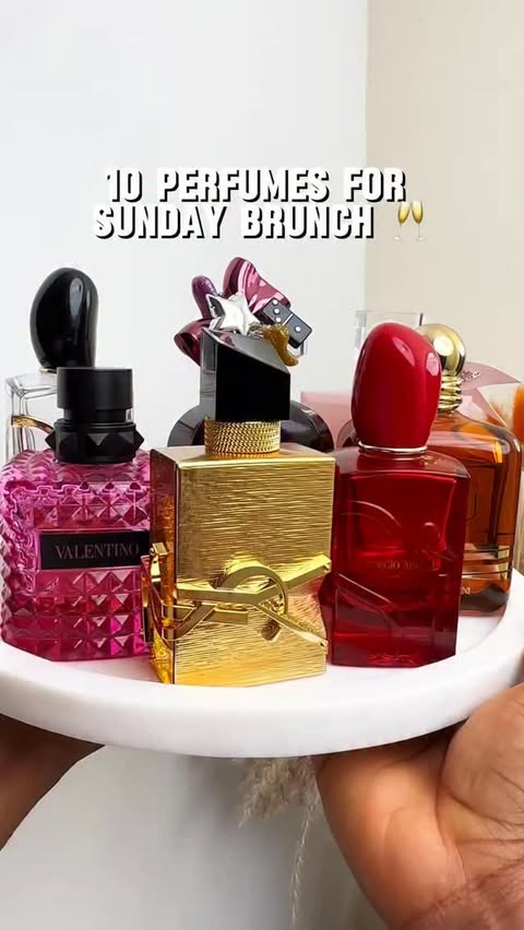 Instagram post by @vicckyalfa for Marc Jacobs Fragrances. Caption reads: 10 sunday brunch fragrance recommendations, Which....