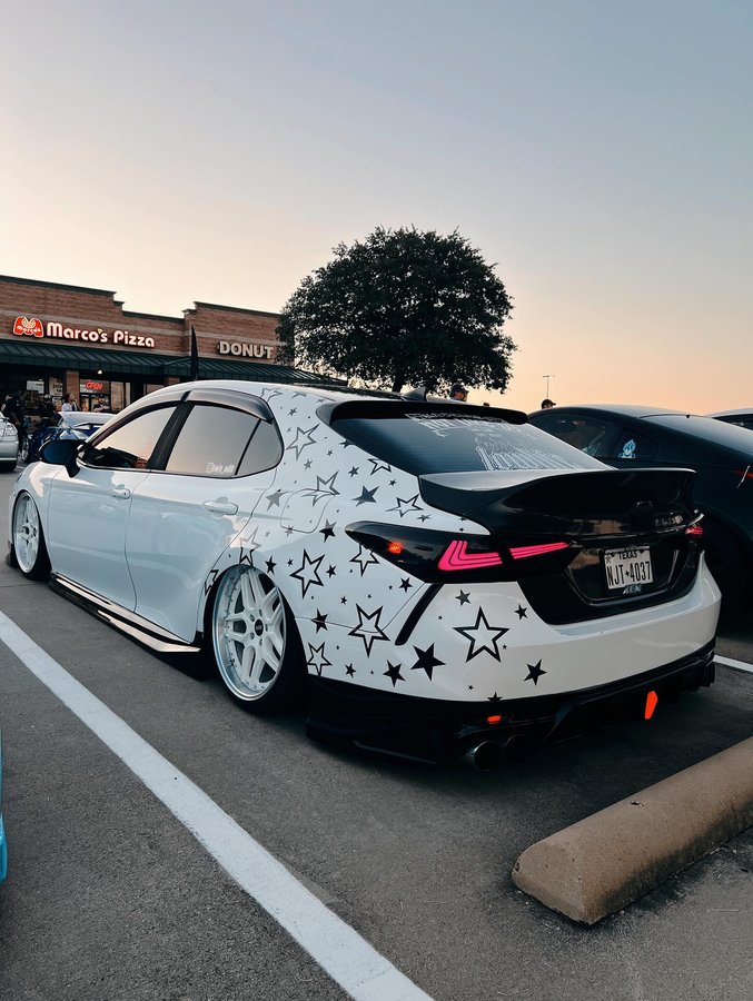 Instagram post by @invokeconcepts for HIREV SPORTS. Caption reads: [...] 
@luxuscarmats 
@yofer_design 
@hirevsports....